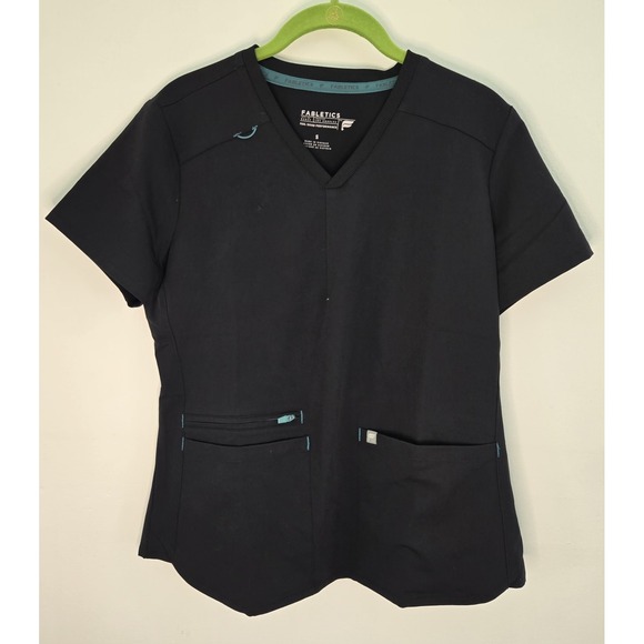 Women's‎ Fabletics Method 3-Pocket Scrub Top, Black, Small - Picture 1 of 5